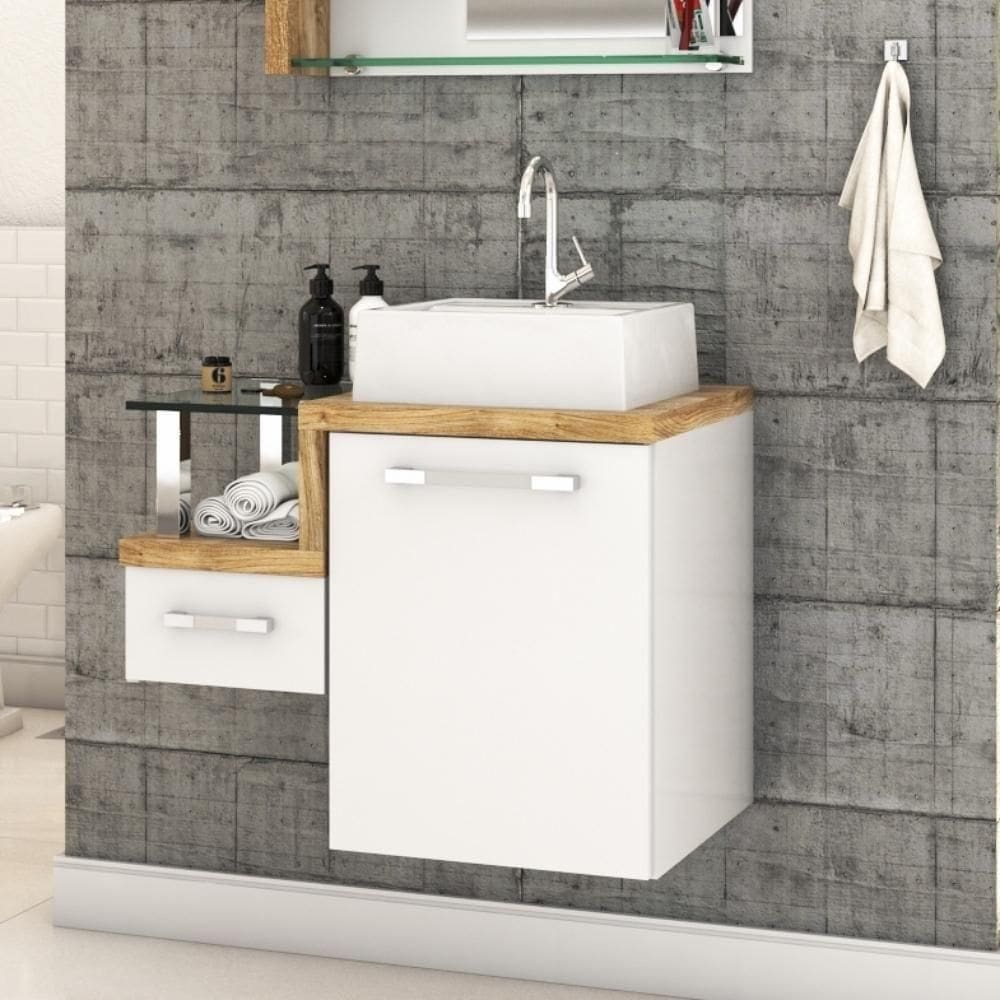Conjunto Balcão C-cuba Q32 Legno 630 Branco Chess C-branco Chess Branco Chess C-carvalho