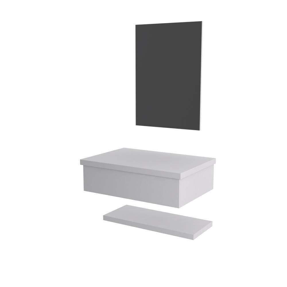 Conjunto Bancada, Prateleira E Espelheira Ktme607 Perffect Acetinado Branco Chess