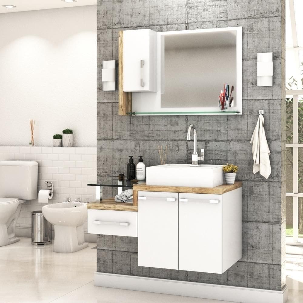 Conjunto Balcão C-cuba Q39 E Espelheira Legno 830 Branco Chess C-branco Chess Branco Chess C-carvalho
