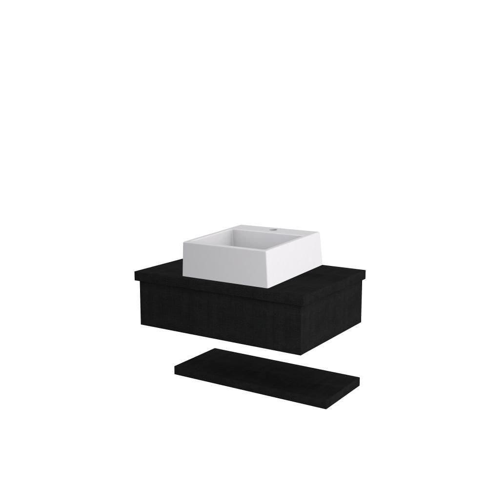 Conjunto Bancada C-cuba Q355 E Prateleira Metrópole 605 Nogal Preto ônix