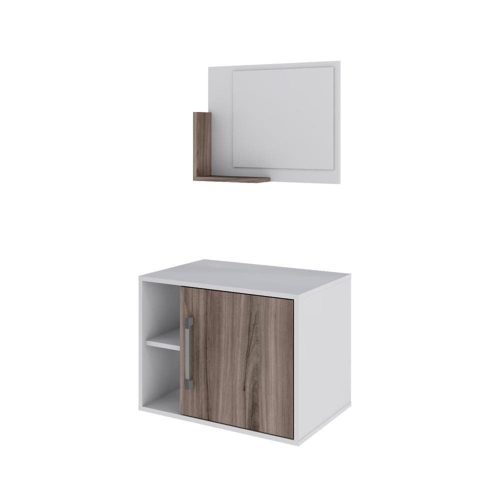 Conjunto Balcão E Espelheira Soft 600 Perffect Acetinado Branco Chess C-nogal