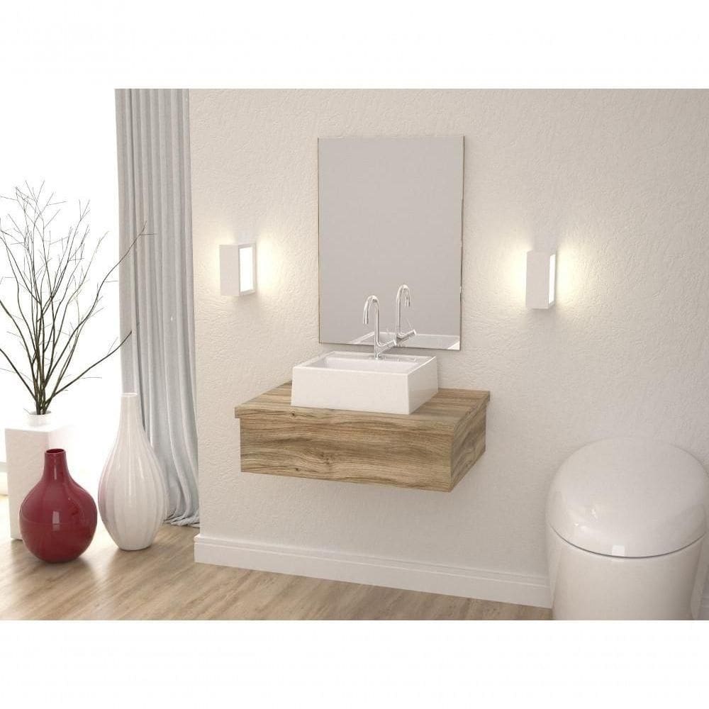 Conjunto Bancada E Espelheira Ktme602 Branco Chess Carvalho