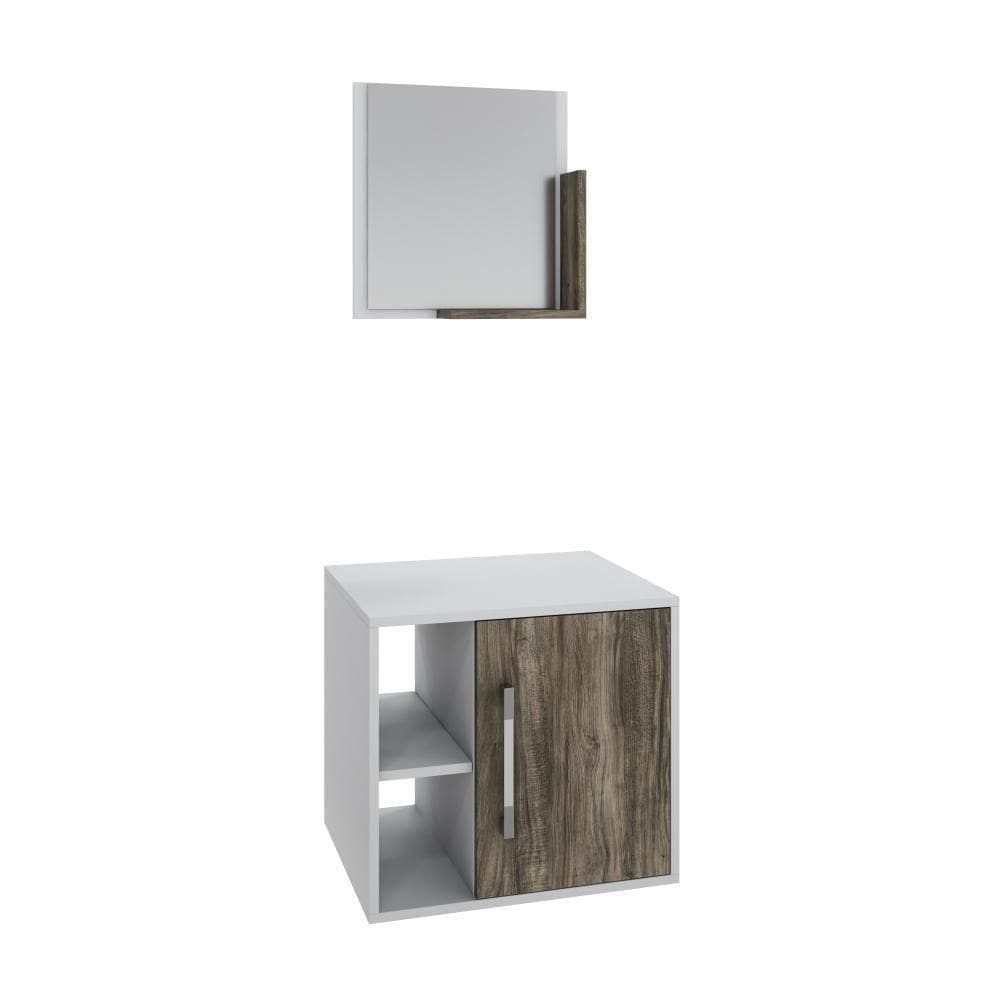 Conjunto Balcão E Espelheira Soft 500 Perffect Acetinado Branco Chess C-carvalho Dark