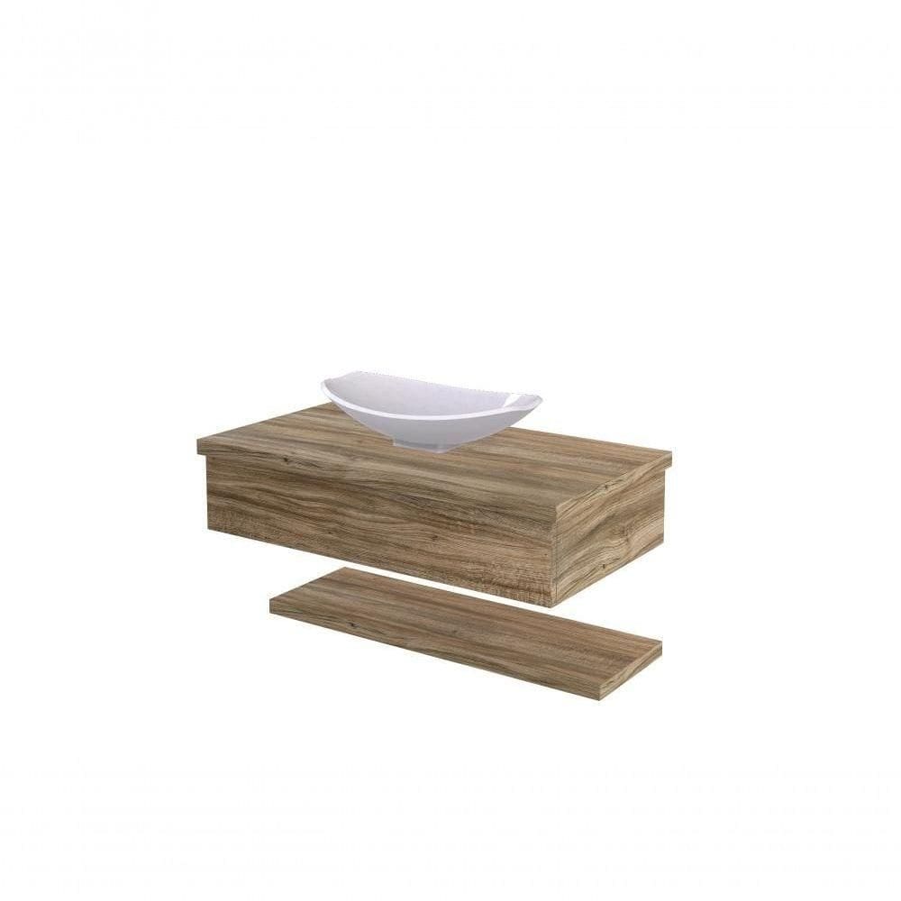 Conjunto Bancada C-cuba L45 E Prateleira Metrópole 805 Branco Chess Carvalho