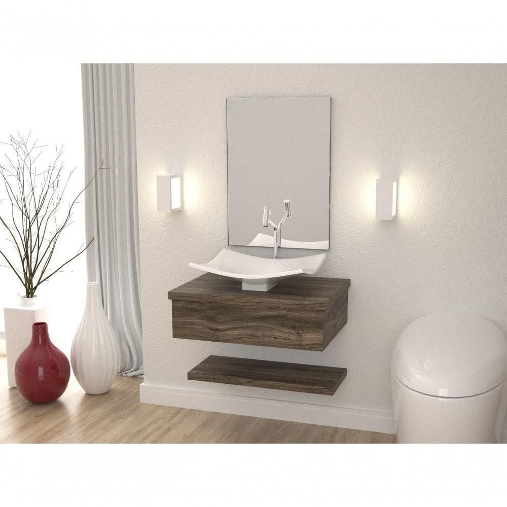 Conjunto Bancada C-cuba F44 E Prateleira Metrópole 605 Carvalho Carvalho Dark