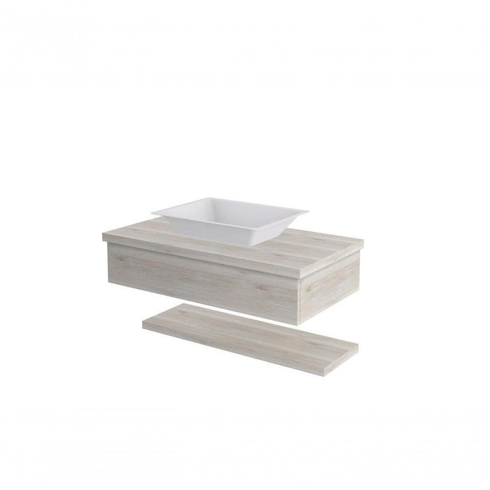 Conjunto Bancada C-cuba Messina E Prateleira Metrópole 805 Preto ônix Snow