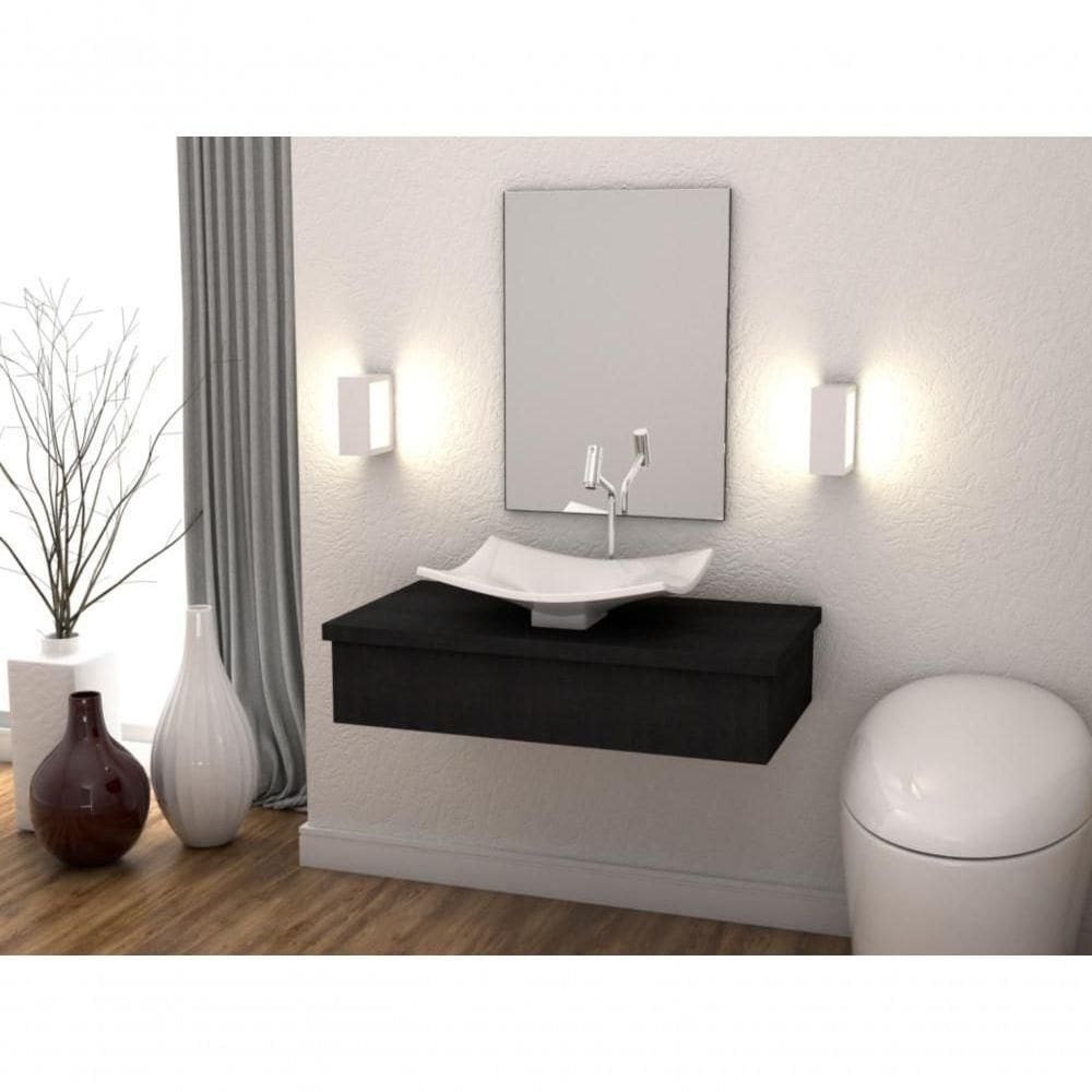 Conjunto Bancada C-cuba F44 E Espelheira Metrópole 801 Nogal Preto ônix