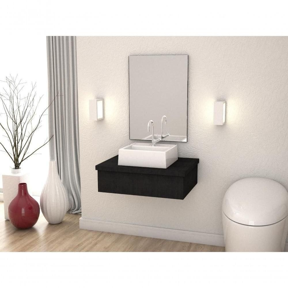 Conjunto Bancada E Espelheira Ktme602 Nogal Preto ônix
