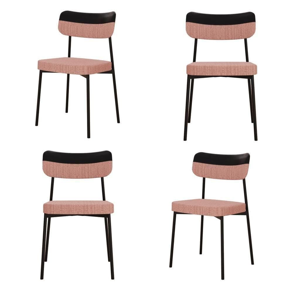 Cadeira Mynna Fixa C/4 Pes 525 X 470 X 790 Mm C/4 Un. Preto Linked Rosa/courino Preto