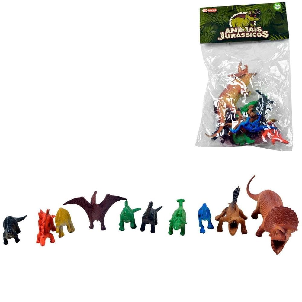 KIT Animais de Plástico 10 Peças Dinossauro - Tudo em Caixa