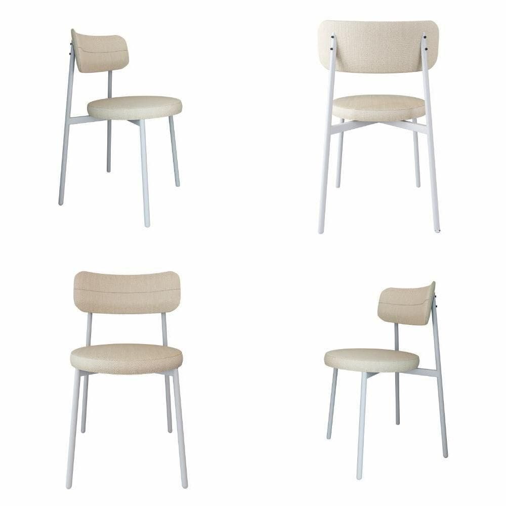 4 Unidades Cadeira Kyta Fixa C/4 Pés 50 X 44,7 X 83,8 Cm Pés Brancos. Corriente Areia Corriente Areia