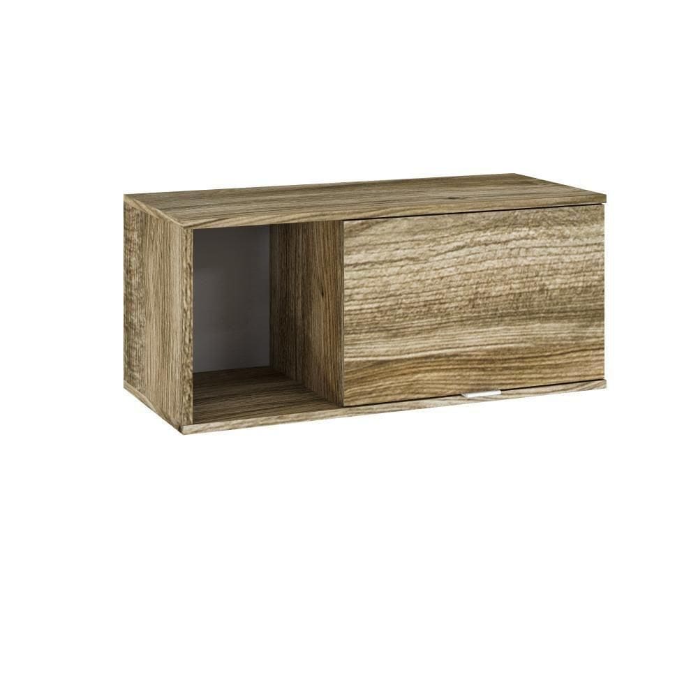 Armário Aéreo Com nicho E Porta Basculante 35x80x35cm Wlnp80 Carvalho - Branco