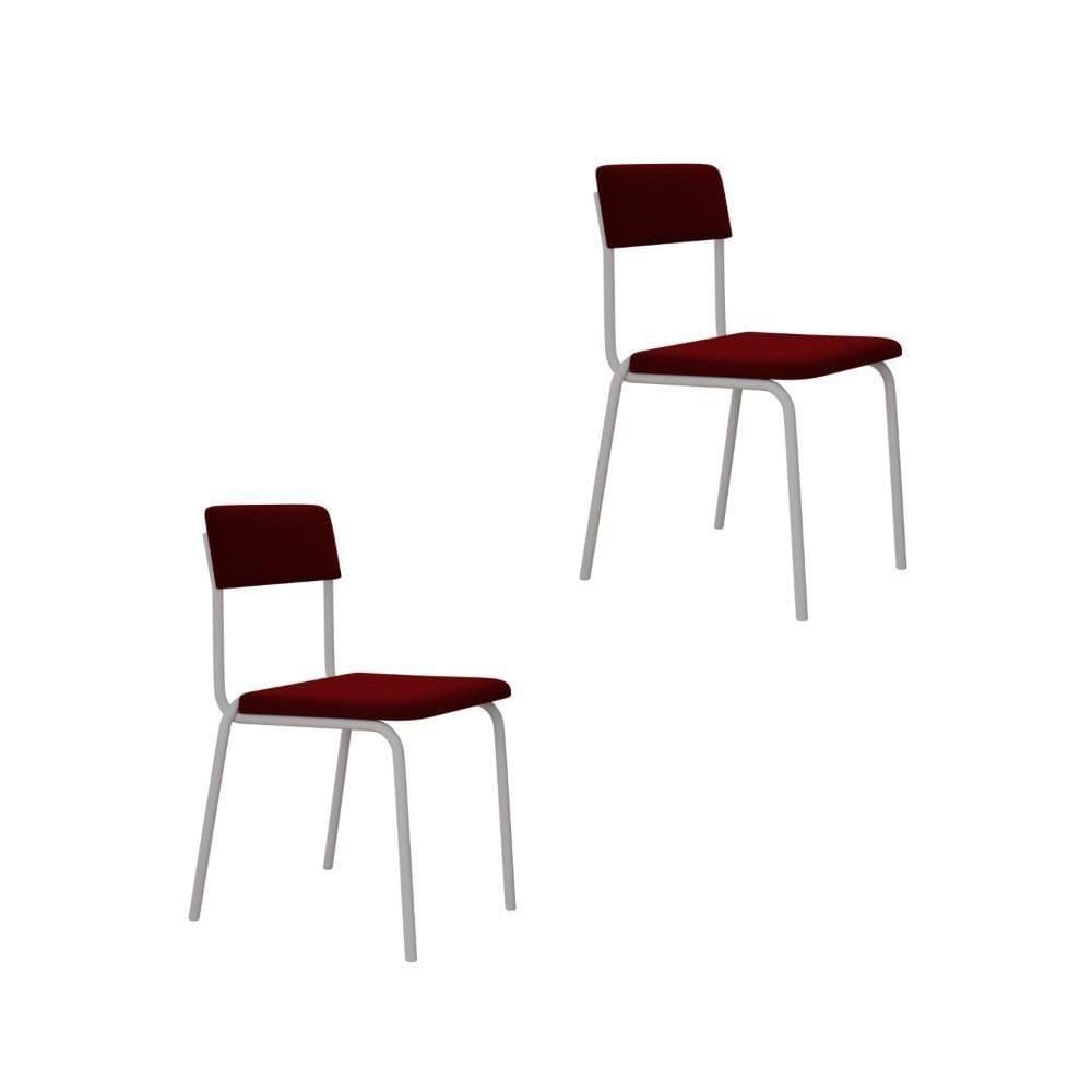 Cadeira Fit Fixa C/4 Pes 475 X 505 X 810 Mm C/2 Un Pés Brancos. Vermelho Vin. Vermelho Vinho