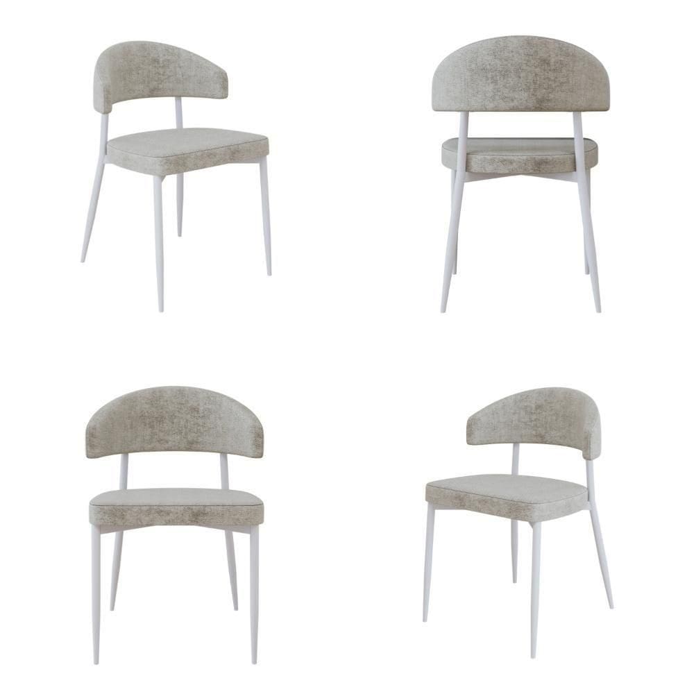 4 Unidades Cadeira Bless Fixa C/4 Pés 53 X 55 X 78cm Pés Brancos. Lautrec Off White Lautrec Off White