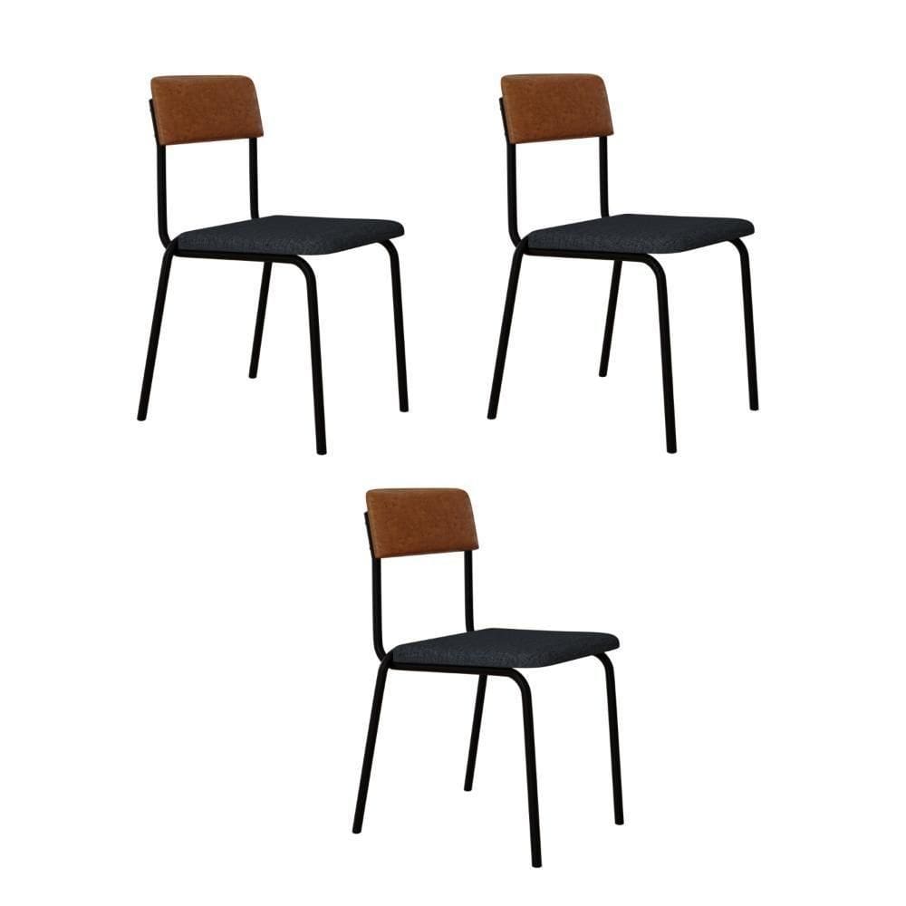 Cadeira Fit Fixa C/4 Pes 475 X 505 X 810 Mm C/3 Un. Caramelo Crt Cinza/courino Caramelo