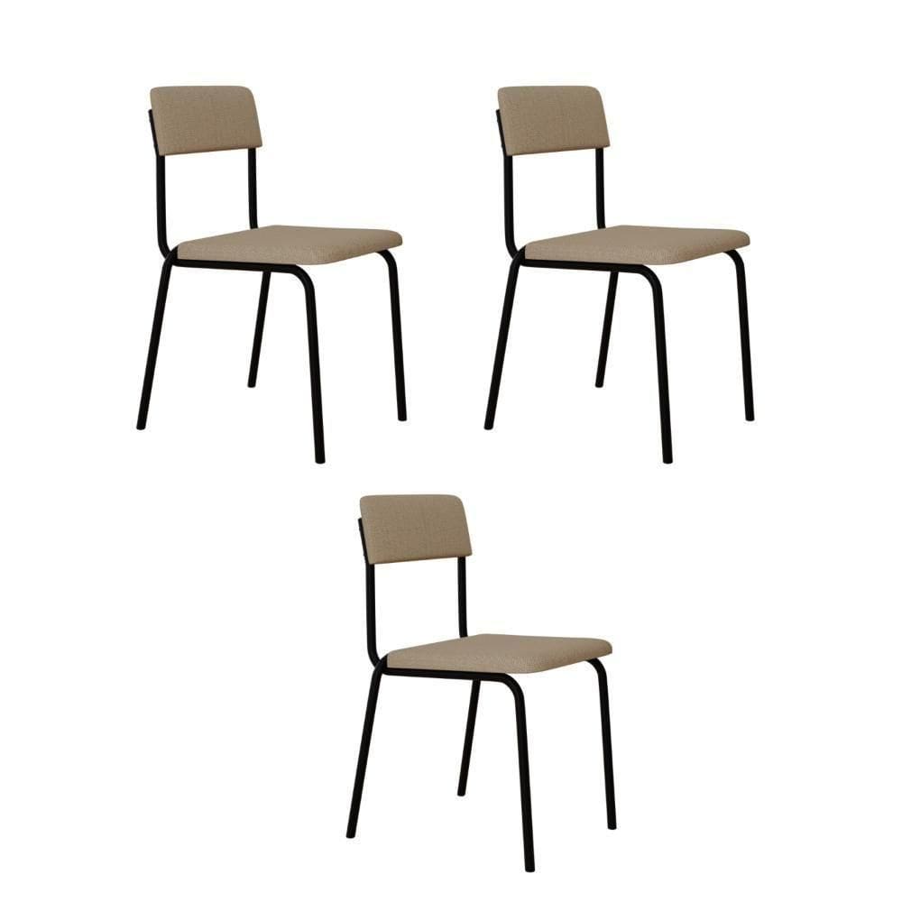 Cadeira Fit Fixa C/4 Pes 475 X 505 X 810 Mm C/3 Un. Corriente Areia Corriente Areia