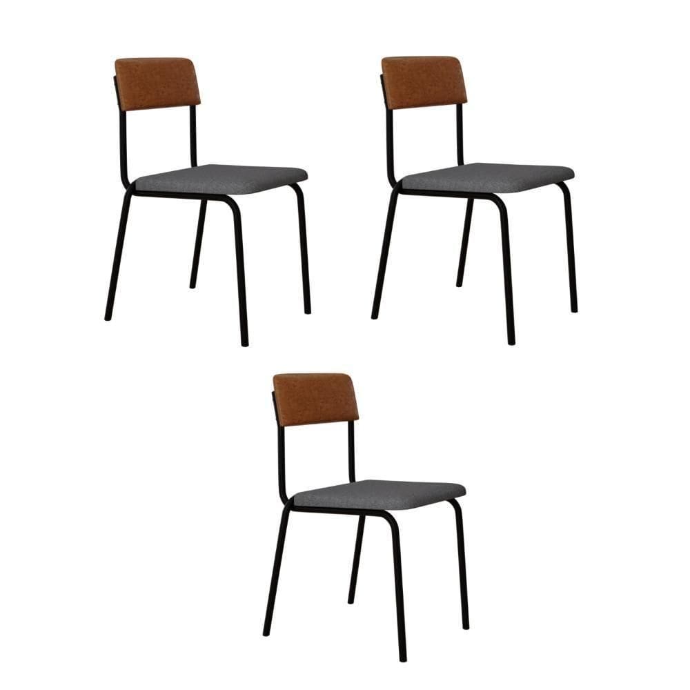Cadeira Fit Fixa C/4 Pes 475 X 505 X 810 Mm C/3 Un. Claro/courino Caramelo Crt Cinza Claro/courino Caramelo