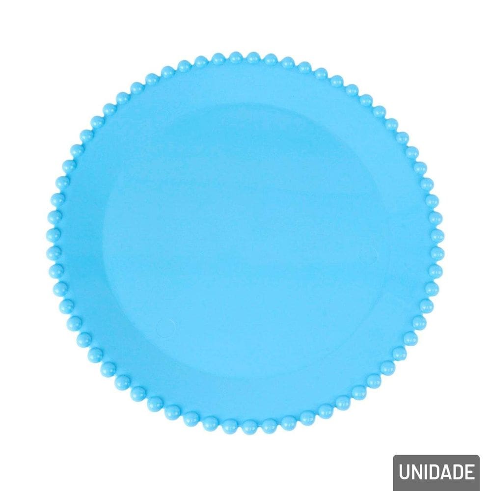Prato Decorativo Plástico 21cm Redondo Azul - Tudo em Caixa
