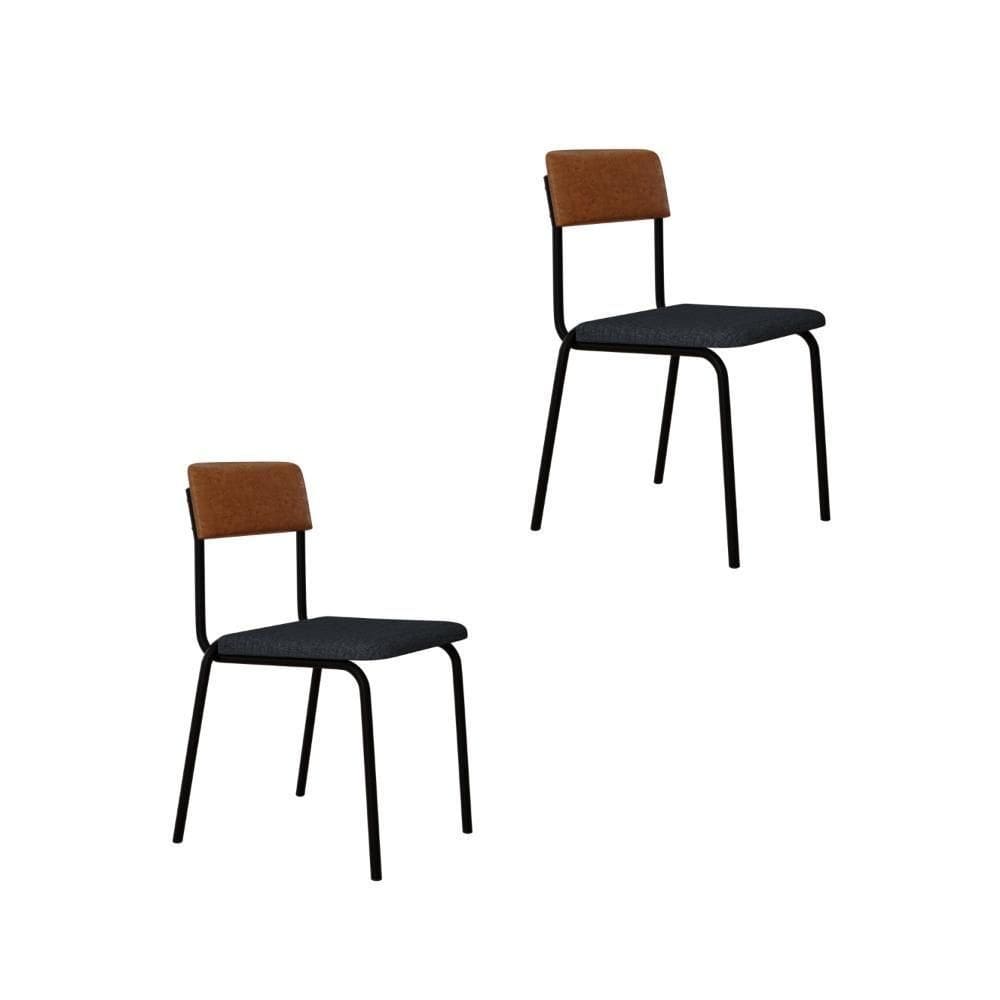Cadeira Fit Fixa C/4 Pes 475 X 505 X 810 Mm C/2 Un. Caramelo Crt Cinza/courino Caramelo