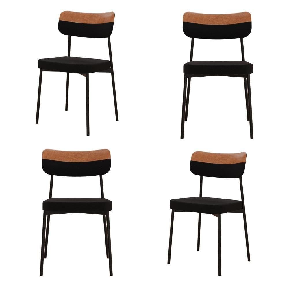Cadeira Mynna Fixa C/4 Pes 525 X 470 X 790 Mm C/4 Un. Preto/courino Caramelo Preto/courino Caramelo