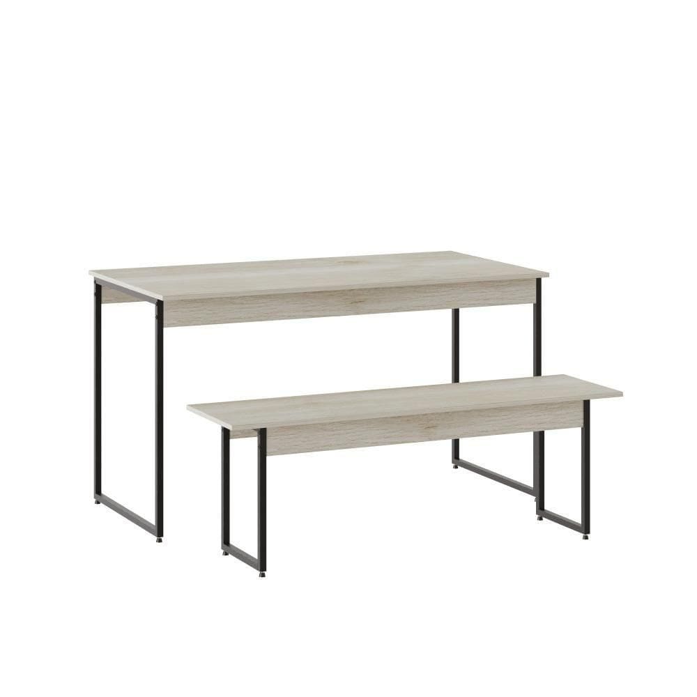 Mesa De Jantar Com 1 Banco Estilo Industrial Tub Snow /