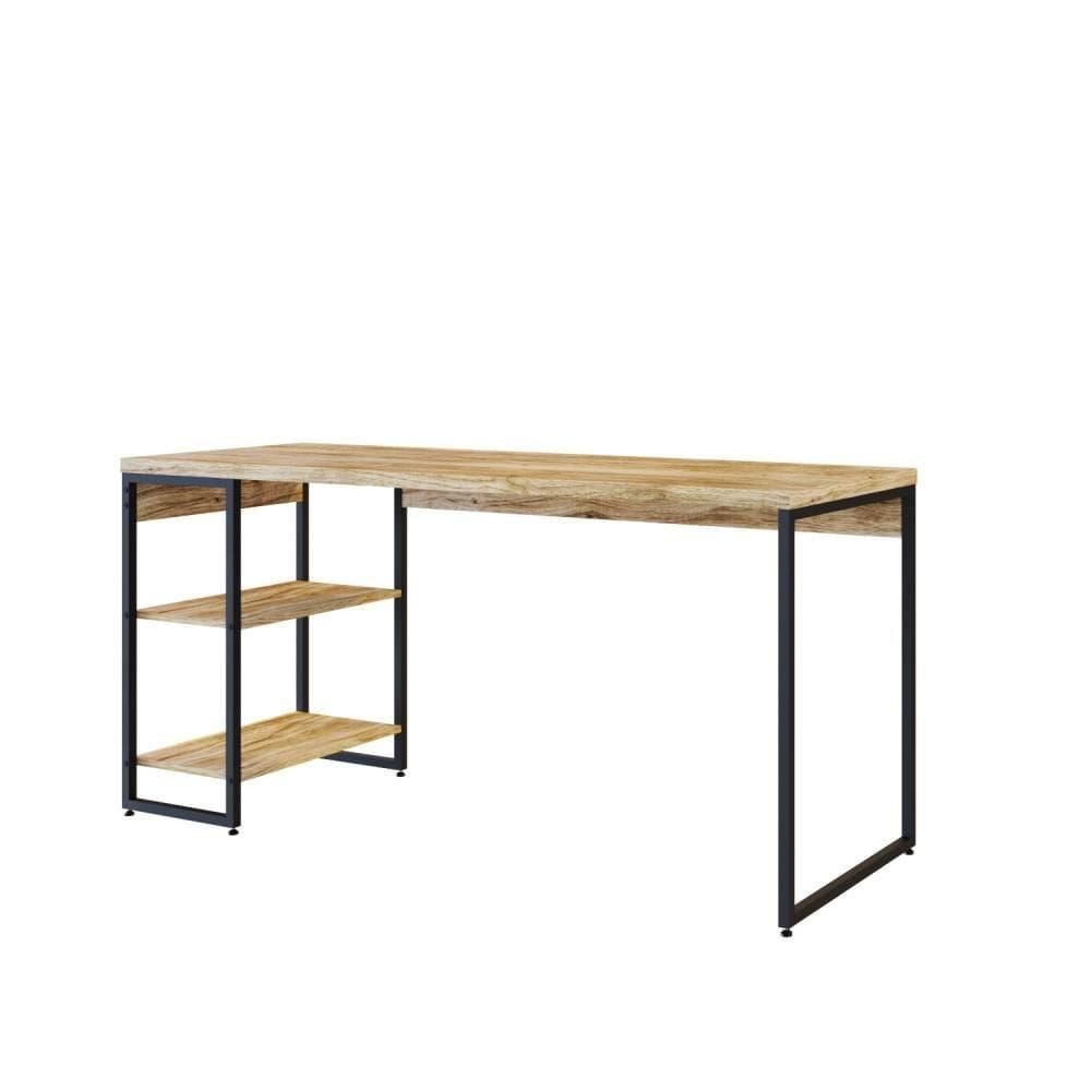 Mesa C/estante Baixa 150x64x75cm Com 02 Prateleiras Carvalho