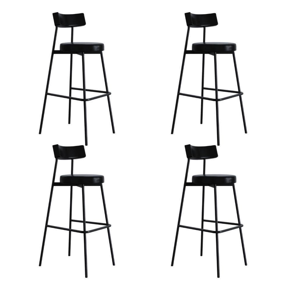 Banqueta Alta Stout Ae: 100 / Aa: 75cm C/04 Un. Courino Preto Courino Preto