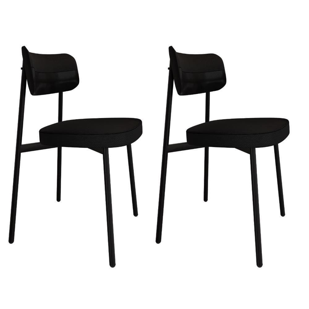 Cadeira Alloa Fixa C/4 Pés 50 X 44,7 X 83,8 Cm C/2 Un. Corriente Preto/courino Preto Corriente Preto/courino Preto