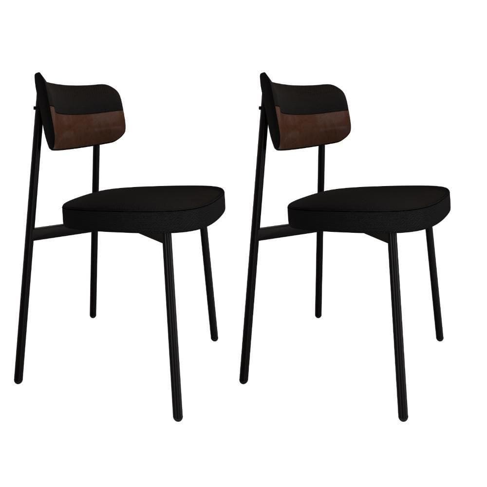 Cadeira Alloa Fixa C/4 Pés 50 X 44,7 X 83,8 Cm C/2 Un. Corriente Preto/courino Whisky Corriente Preto/courino Whisky