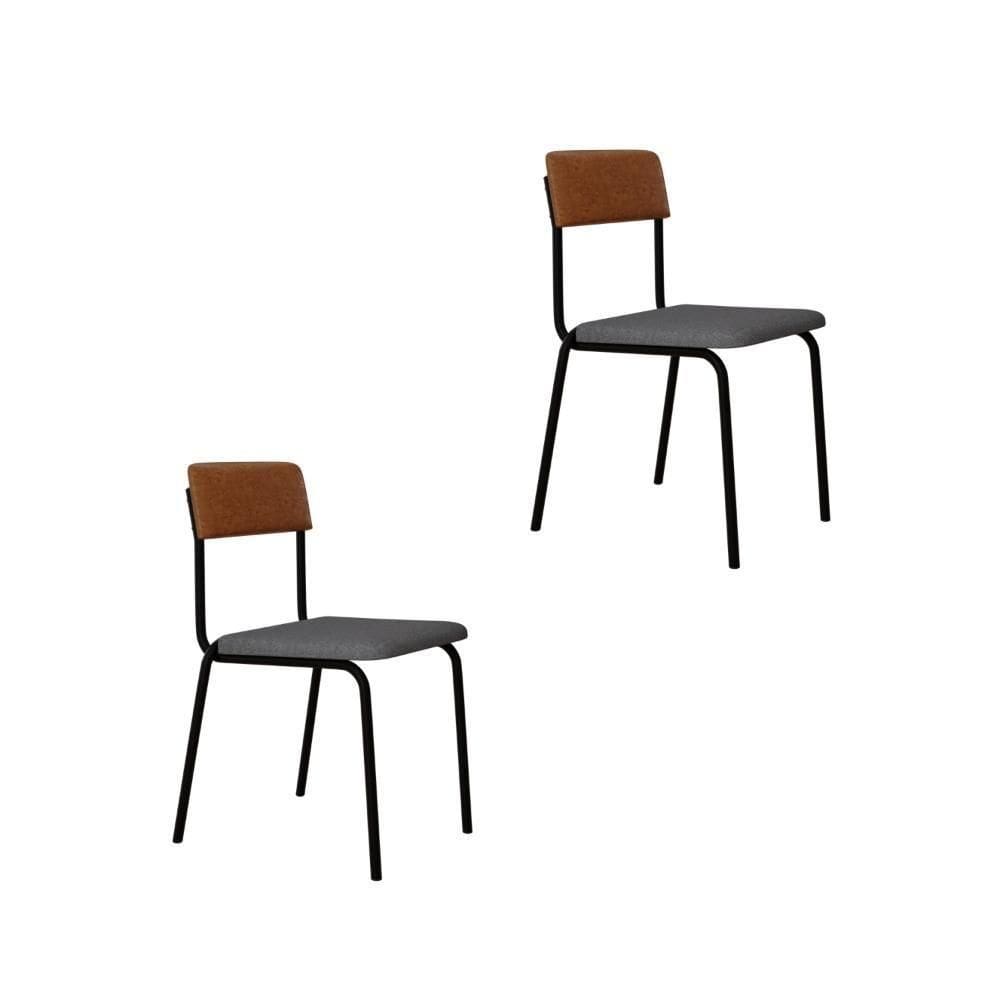 Cadeira Fit Fixa C/4 Pes 475 X 505 X 810 Mm C/2 Un. Caramelo Crt Cinza Claro/courino Caramelo