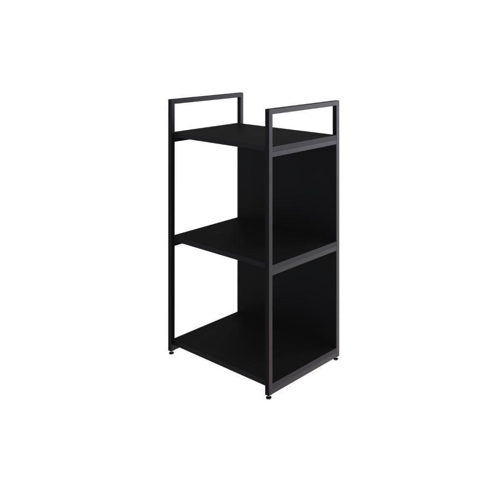 Estante C/03 Prateleiras 84x45x33cm C/fundo Yon Preto Tx/ Preto Tx/