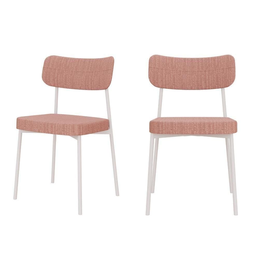 Cadeira Mynna Fixa C/4 Pes 525 X 470 X 790 Mm C/2 Um Pés Brancos. Linked Rosa Linked Rosa