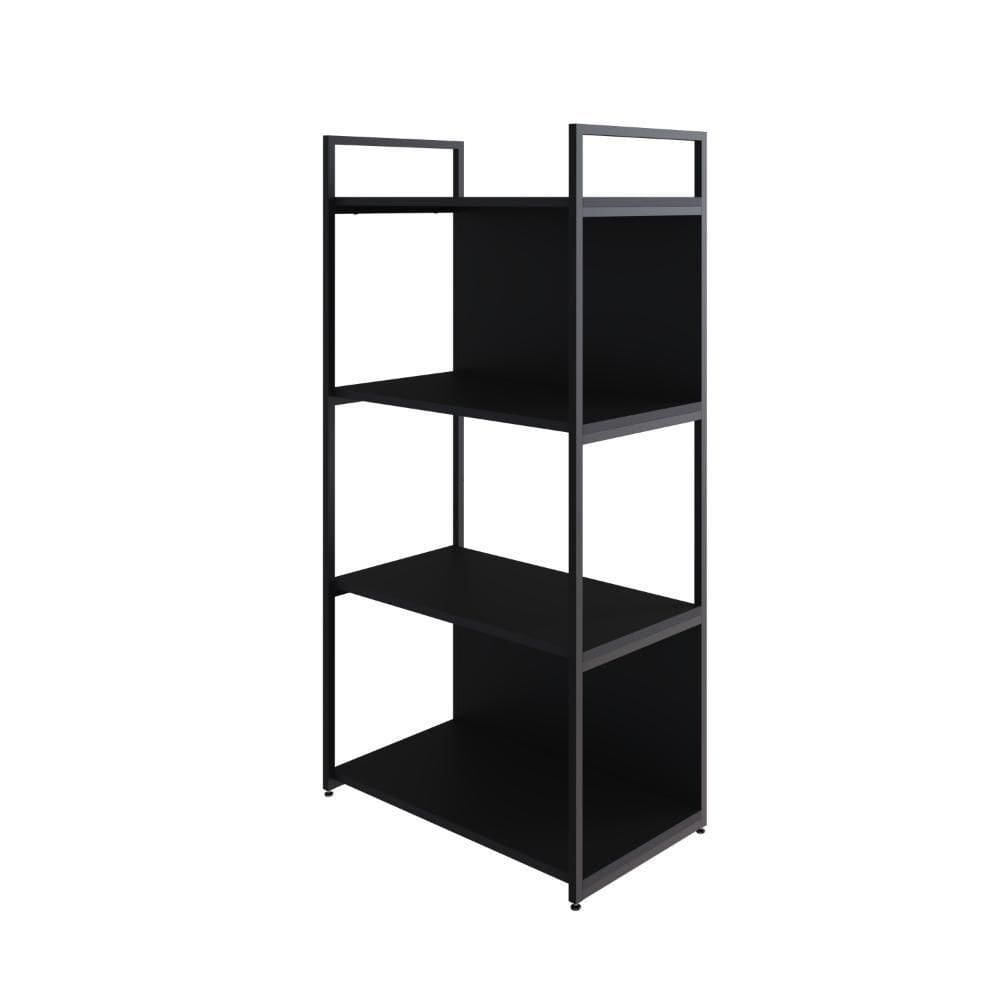 Estante C/04 Prateleiras 118x60x33cm C/fundo Yon Preto Tx/ Preto Tx/