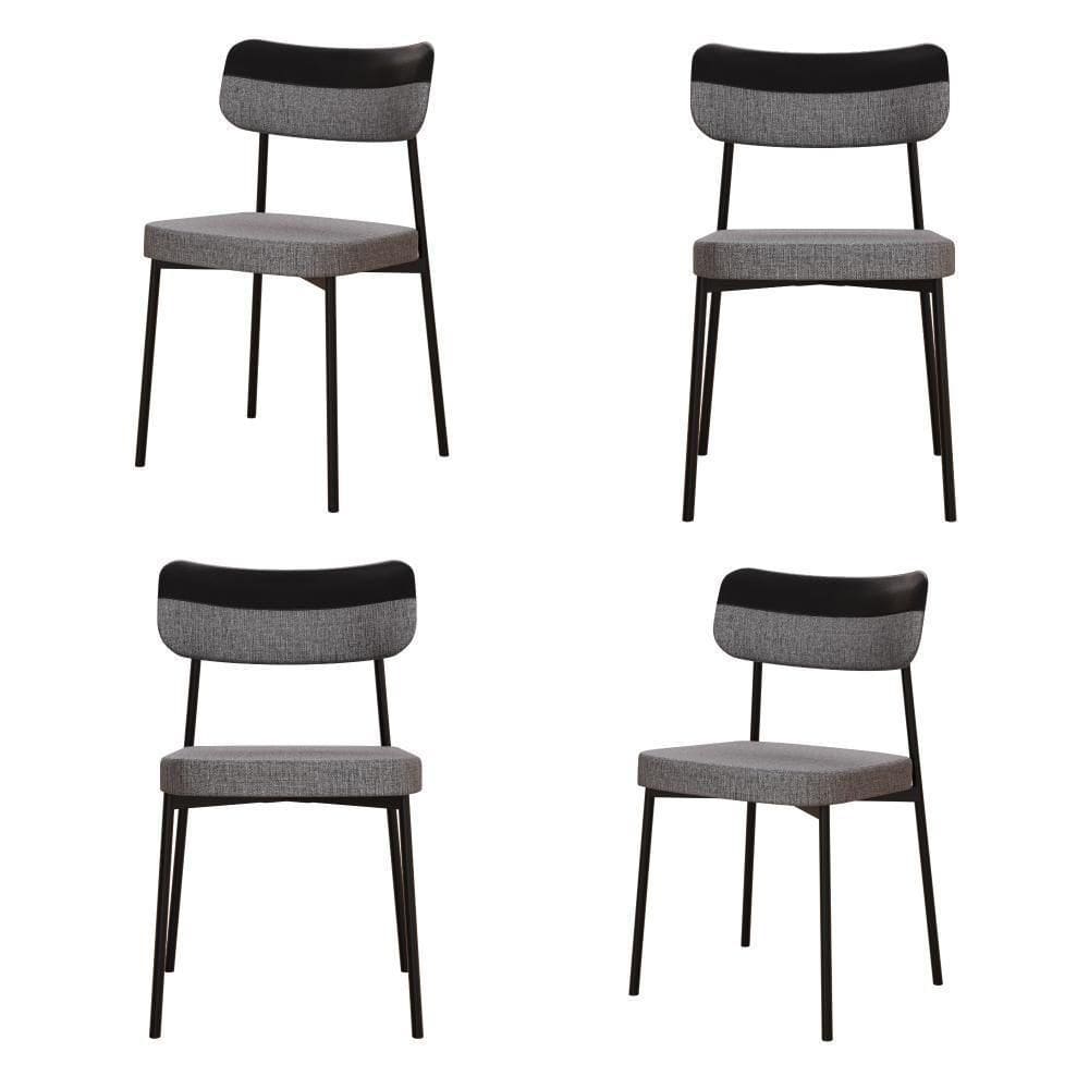Cadeira Mynna Fixa C/4 Pes 525 X 470 X 790 Mm C/4 Un. Preto Crt Cinza/courino Preto