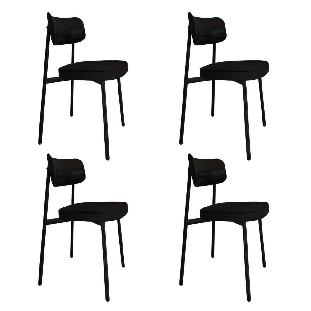 Cadeira Alloa Fixa C/4 Pés 50 X 44,7 X 83,8 Cm C/4 Un. Corriente Preto/courino Preto Corriente Preto/courino Preto
