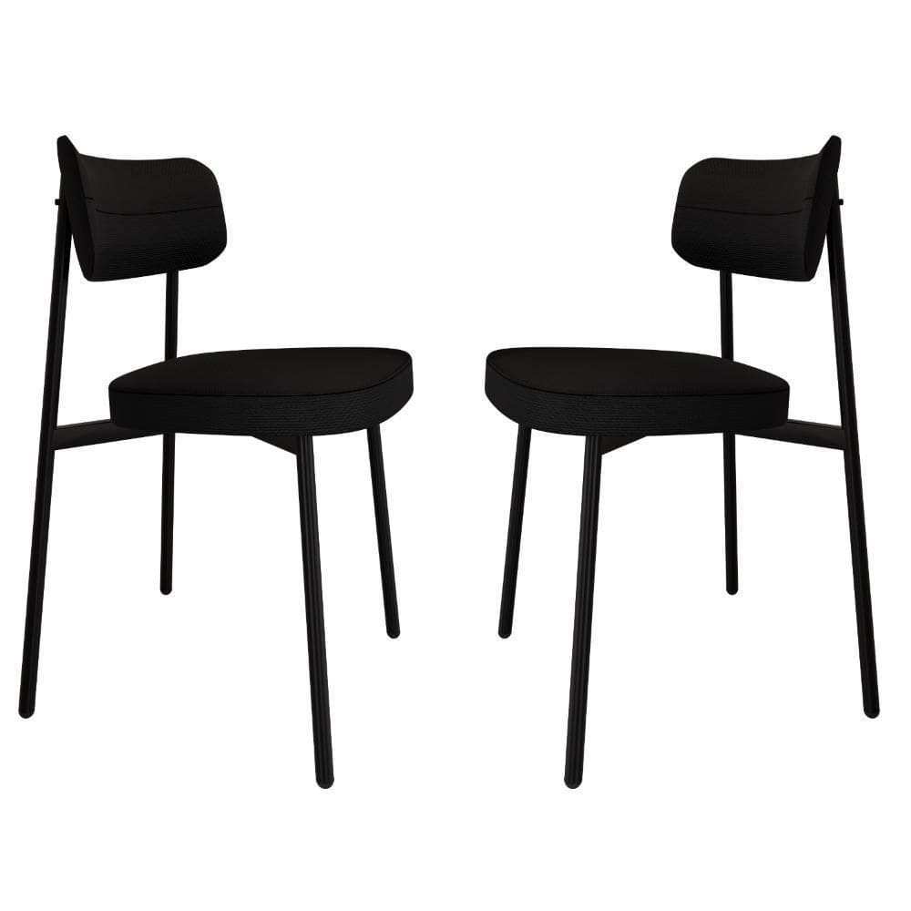 Cadeira Alloa Fixa C/4 Pés 50 X 44,7 X 83,8 Cm C/2 Un. Corriente Preto Corriente Preto