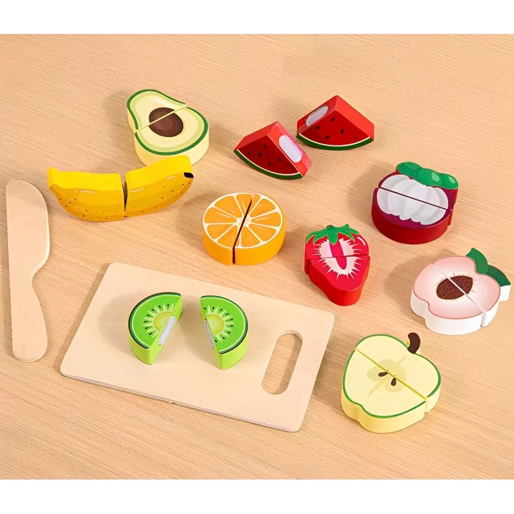 Kit Frutinhas de Brinquedo Comidinhas em Madeira Cozinha com 21 Peças