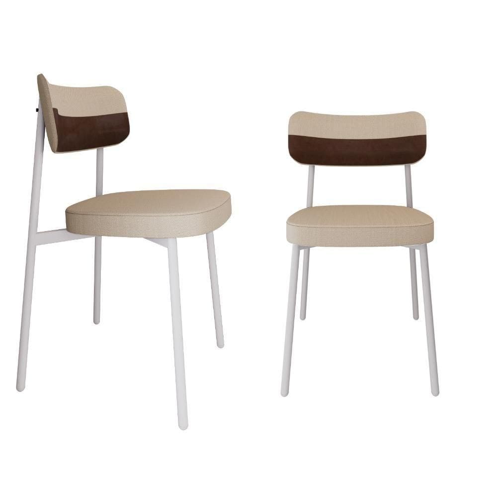 Cadeira Alloa Fixa C/4 Pés 50 X 44,7 X 83,8 Cm C/2 Un. Corriente Areiacourino Whisky Corriente Areia/courino Whisky