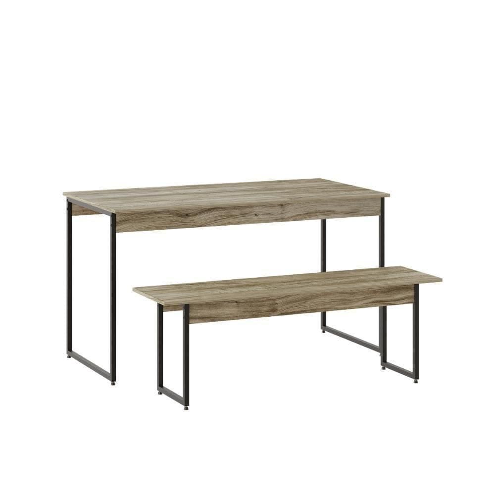 Mesa De Jantar Com 1 Banco Estilo Industrial Tub Carvalho /