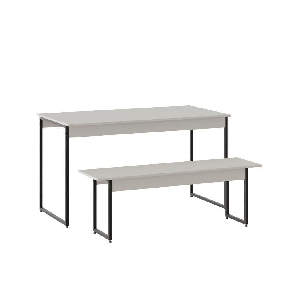Mesa De Jantar Com 1 Banco Estilo Industrial Tub Branco Chess /