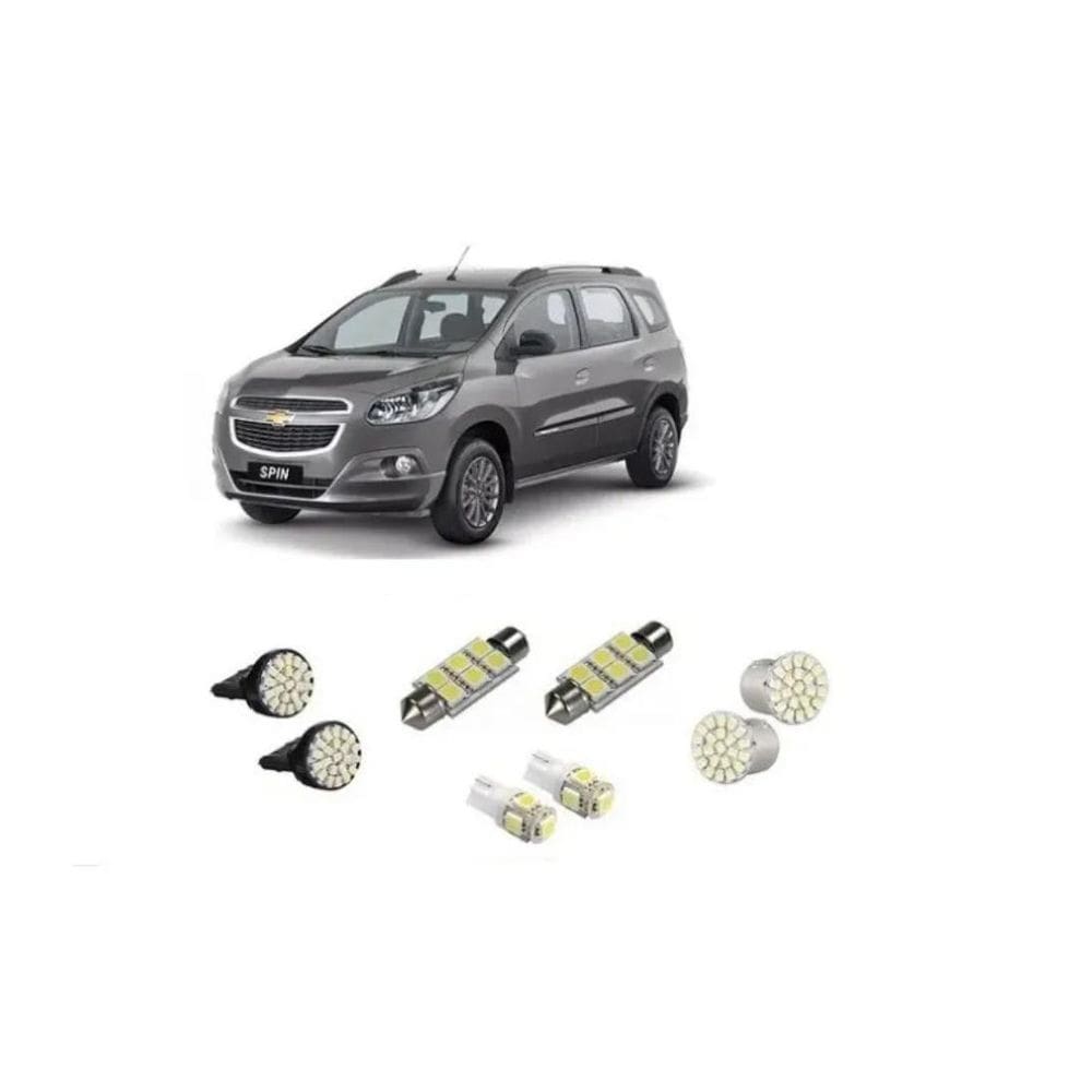 Kit 8 Lâmpadas LEDs SMD Chevrolet Spin Blue Lion