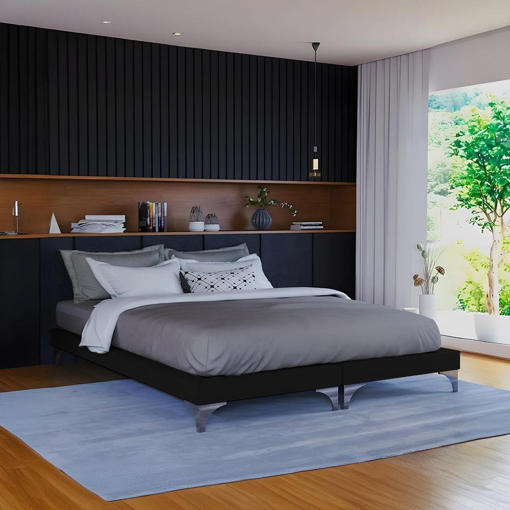 Cama Montessoriana Adulto Oriental Premium Casal Veludo Preto