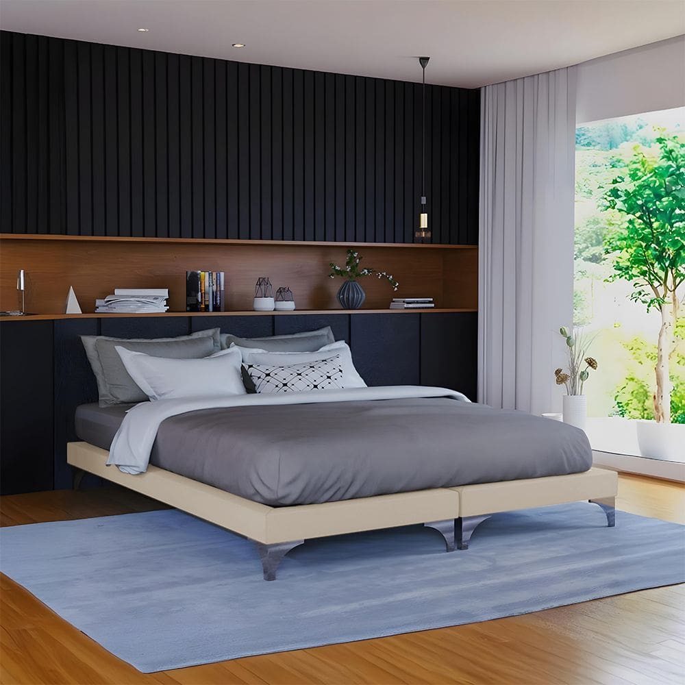 Cama Montessoriana Adulto Oriental Premium King Veludo Bege