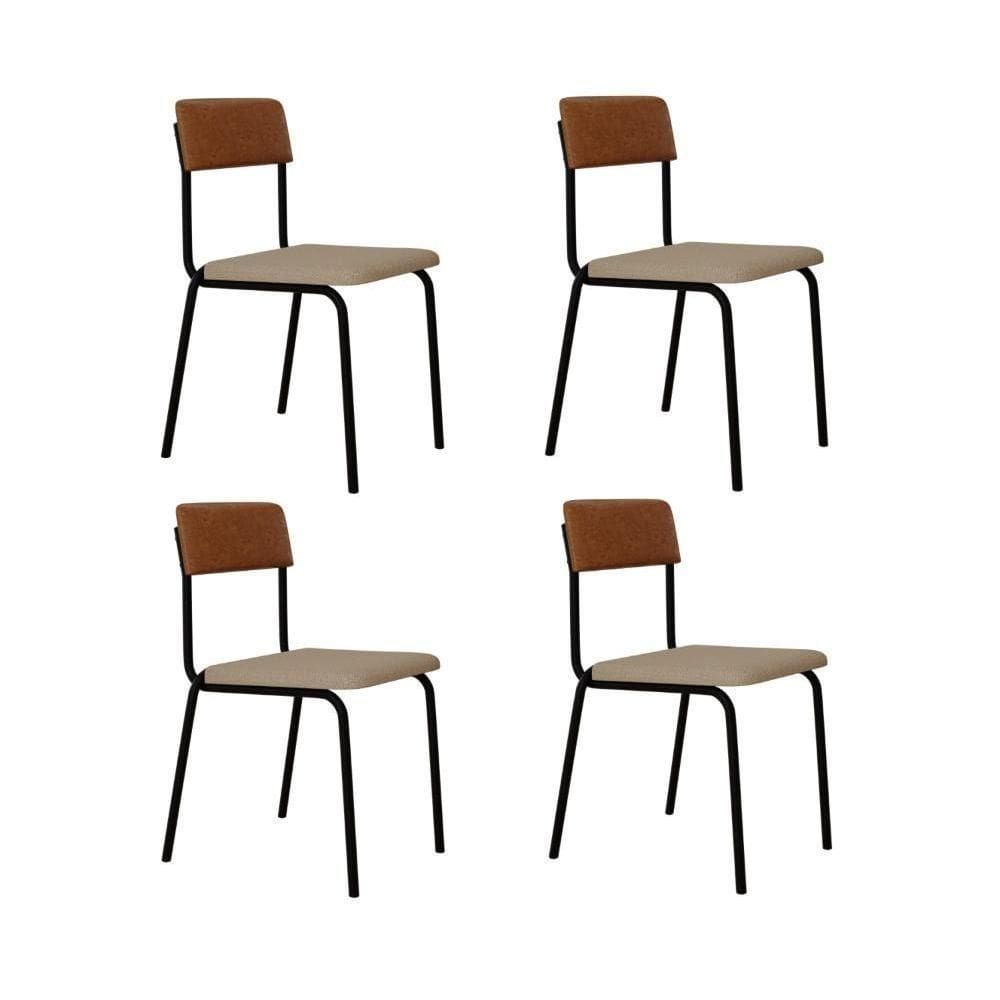 Cadeira Fit Fixa C/4 Pes 475 X 505 X 810 Mm C/4 Un. Caramelo Crt Areia/courino Caramelo