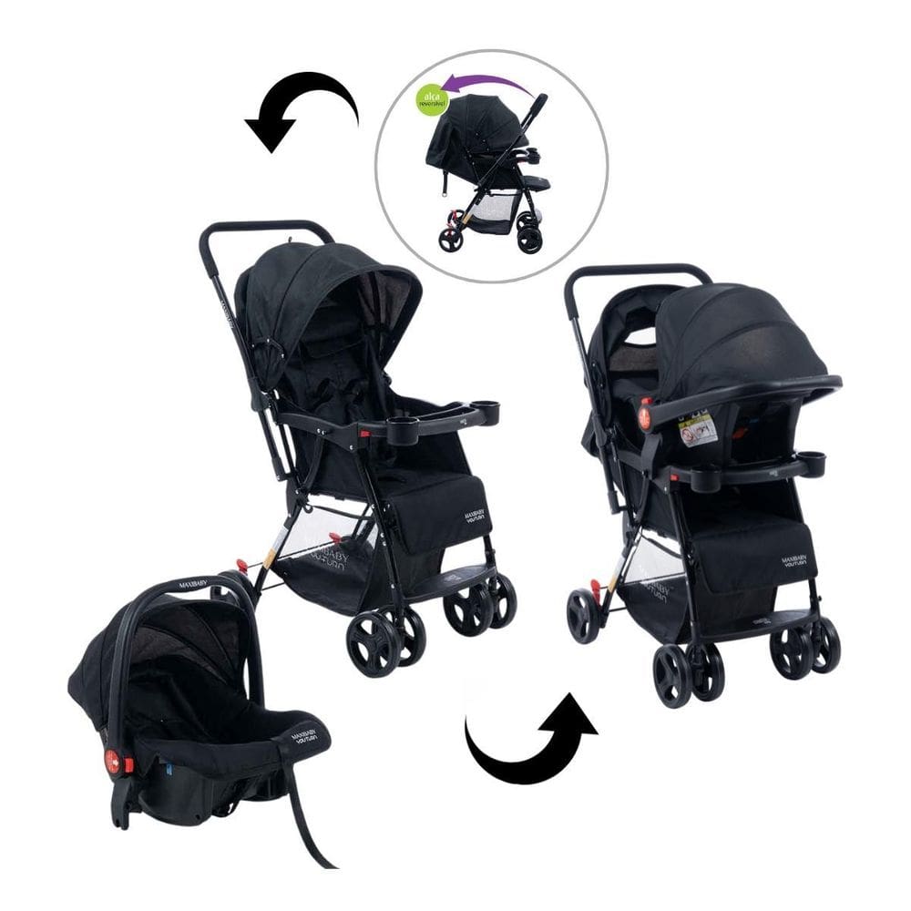 Carrinho De Bebê Com Bebê Conforto Youturn Maxi Baby Preto