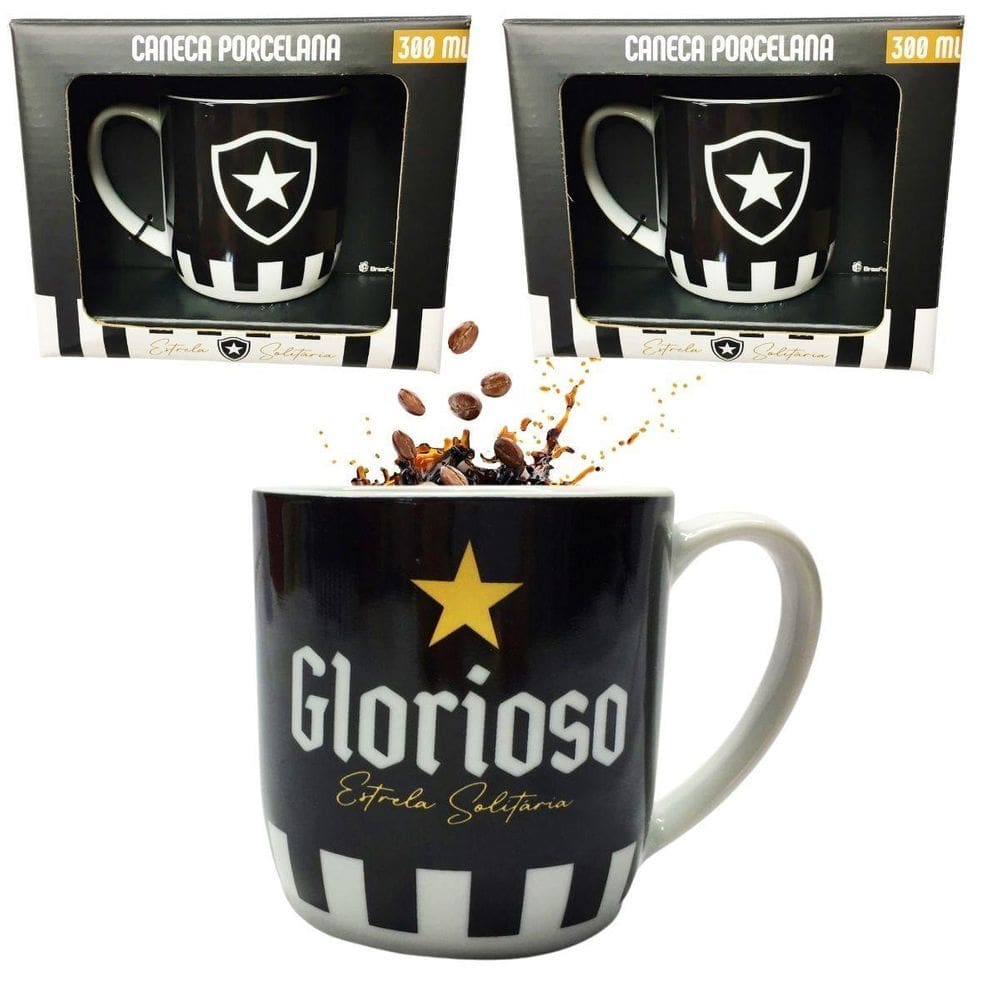 Kit 2Un Caneca Xicara Porcelana Premium Urban 300Ml Café