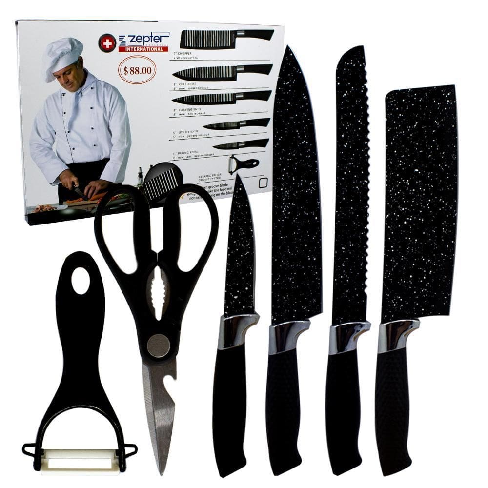 Conjunto De Facas Aço Inox Revestimento Preto 6 Peças