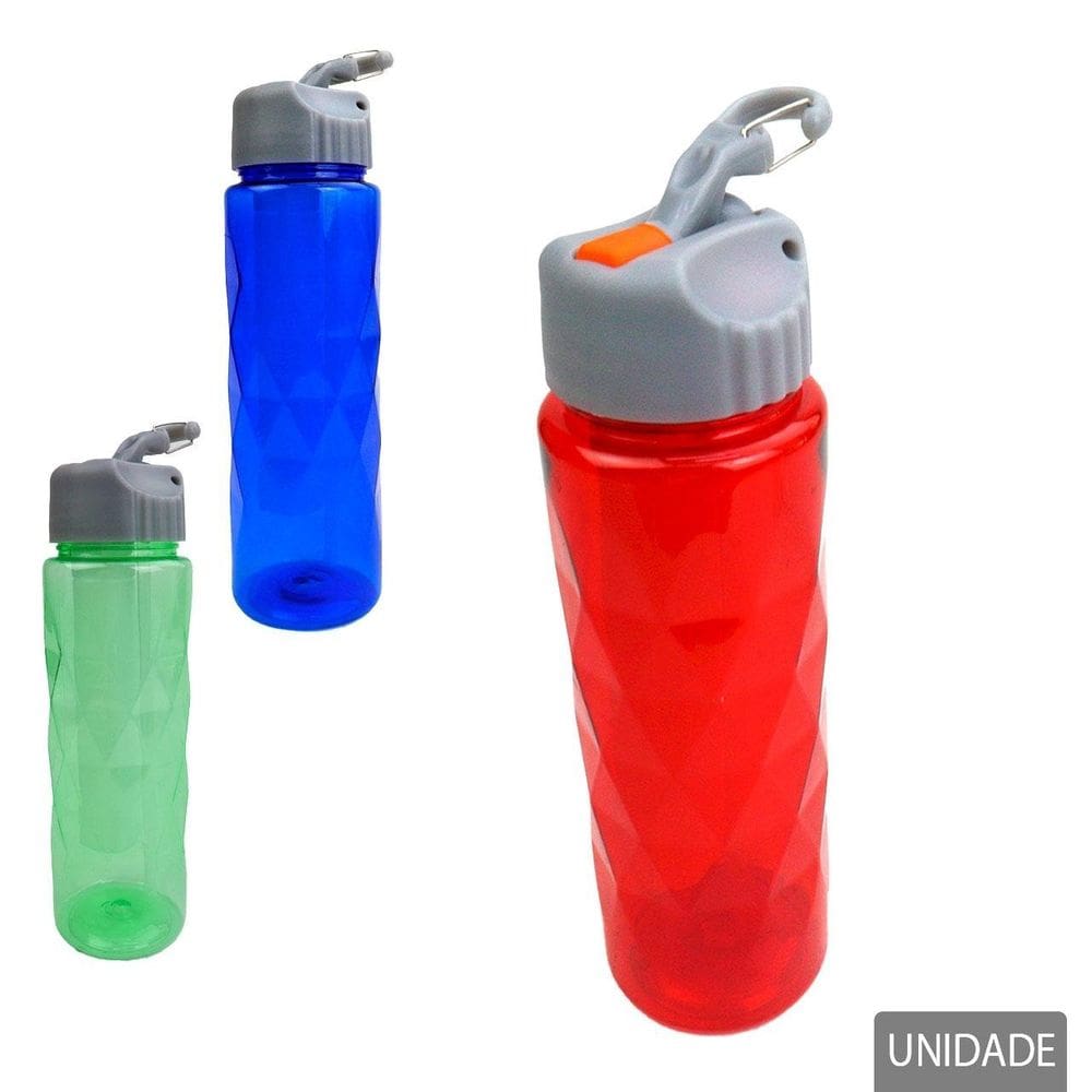Garrafa de Plástico 700ml Squeeze Mosquetão Color - Tudo em Caixa