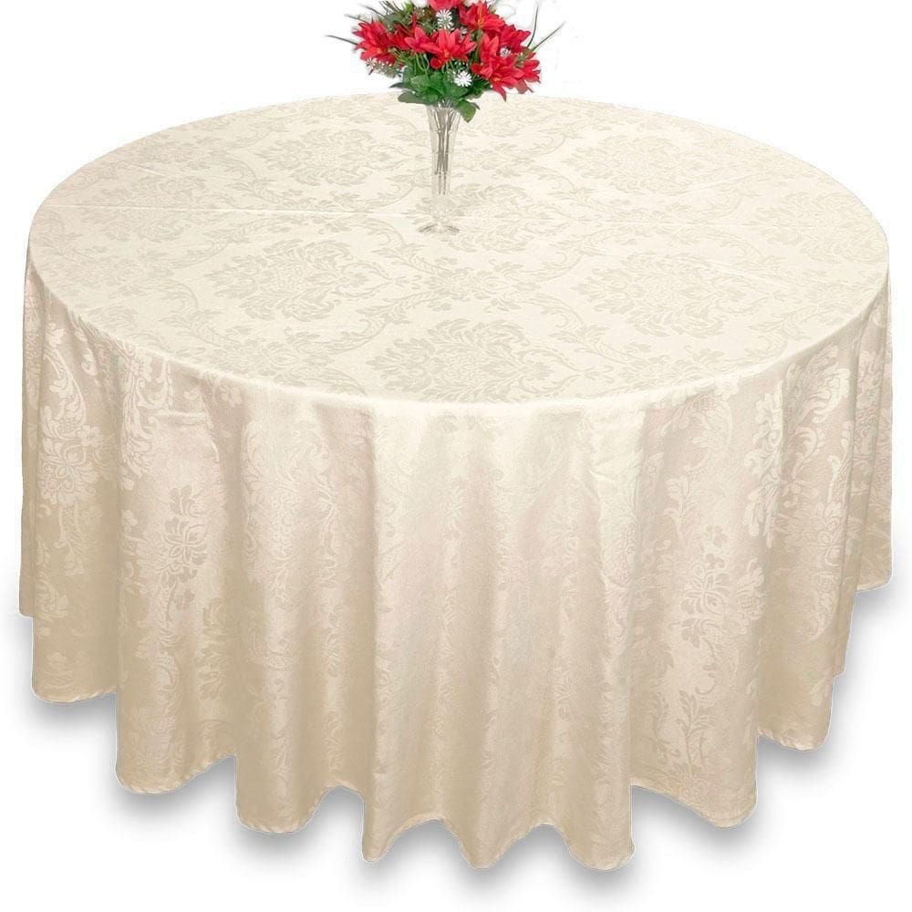 Kit 2 Toalha Mesa Redonda Jacquard Pérola 1,40M Festa Buffet