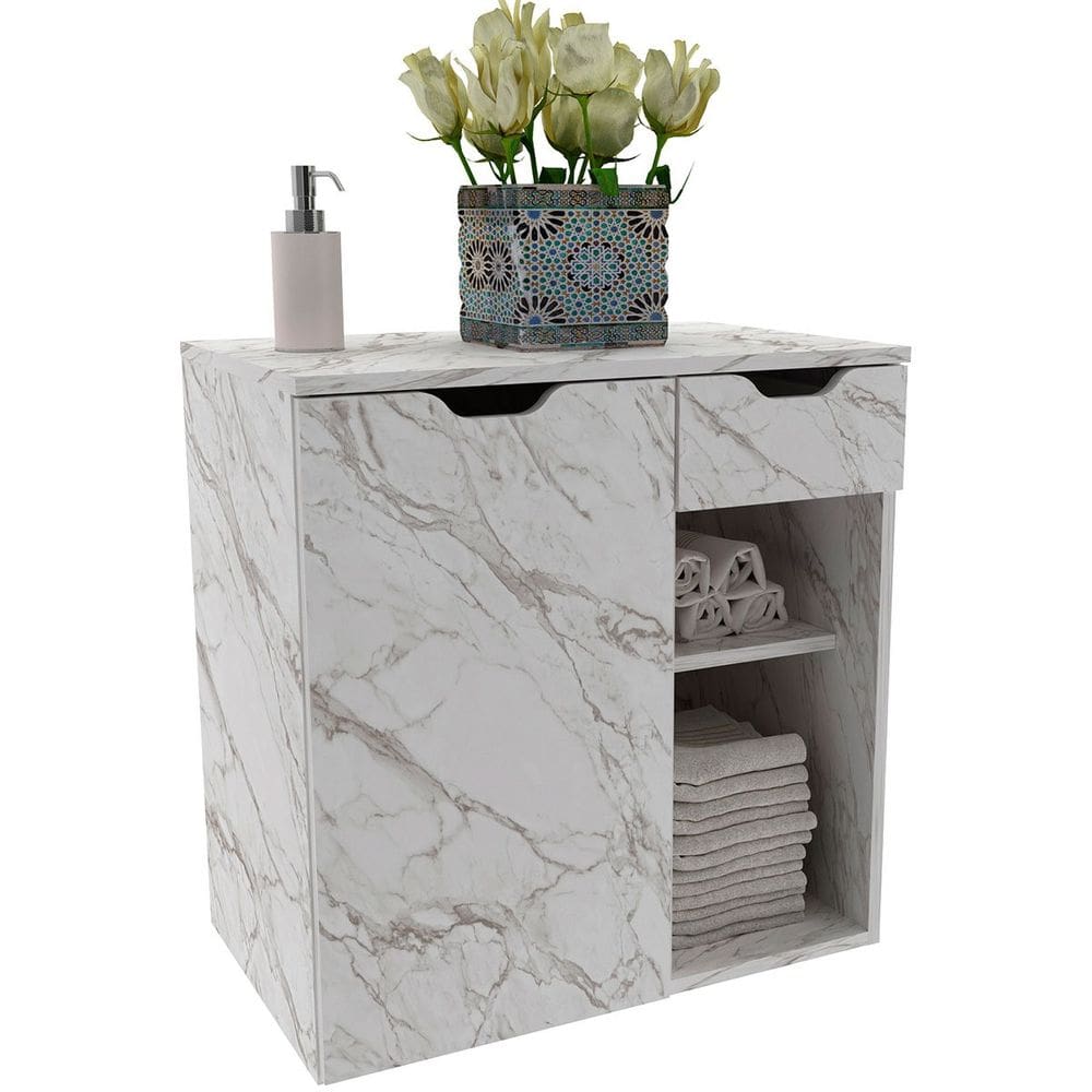 Gabinete de Banheiro 60 cm 1 Porta 1 Gaveta Romana